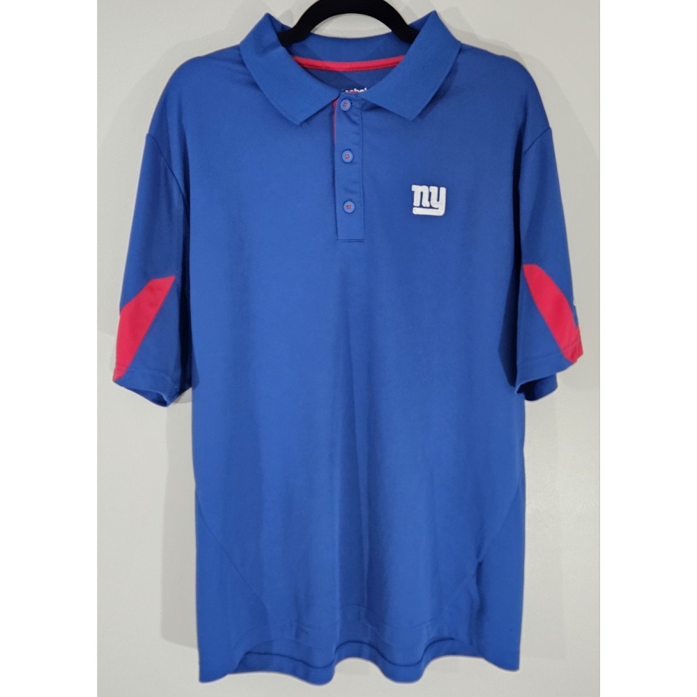 New York Giants NFL Reebok Play Dry Polo Shirt Men's Large Blue Red Performance